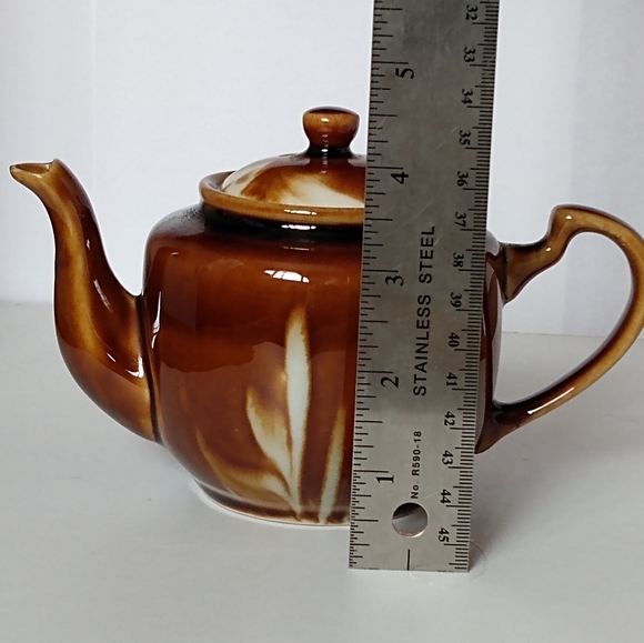 Little Vintage Brown Drip Cream Swirl Glaze Ceramic Tea Pot - Picture 12 of 12